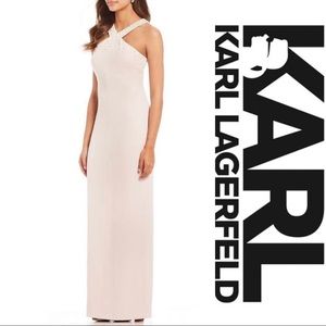 NWT Rose Karl Lagerfeld Formal Pearl Halter Dress